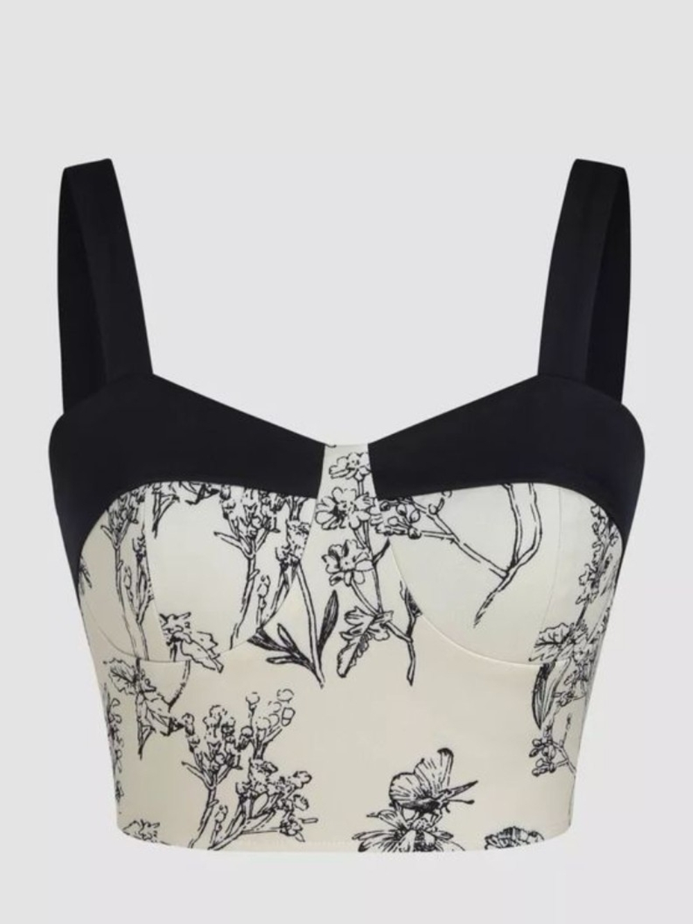 Floral Bustier Crop Top Black Dress- READ DISCRIPTION